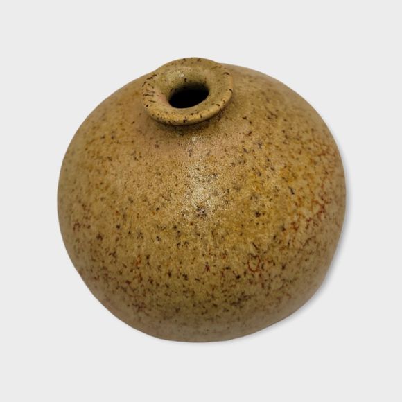Vintage Round Ceramic Stoneware Bud Vase Weed Pot Studio Pottery Signed Small - Picture 8 of 9
